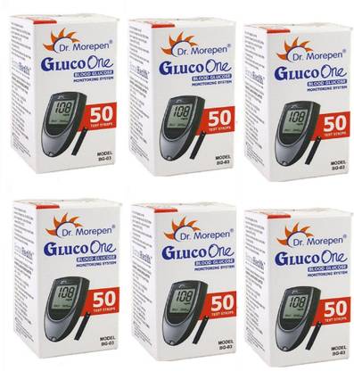 Dr. Morepen BG-03 Blood Glucose Test Strips 50s Pack (Pack of 6) 300 Glucometer Strips