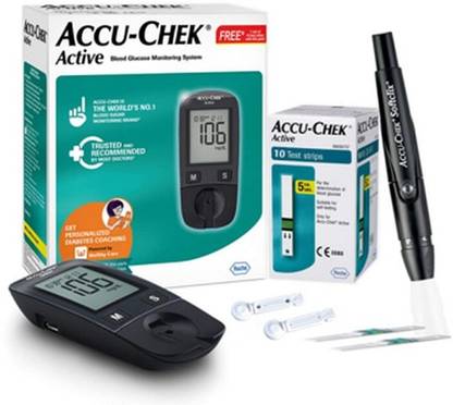 Accu-Check Active Glucometer with free 10 Glucometer Strips