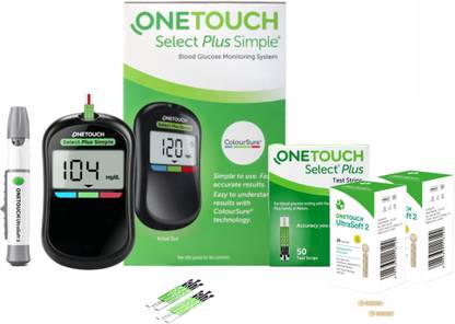 OneTouch Select Plus Glucometer with 50 strips with 50 lancets Glucometer