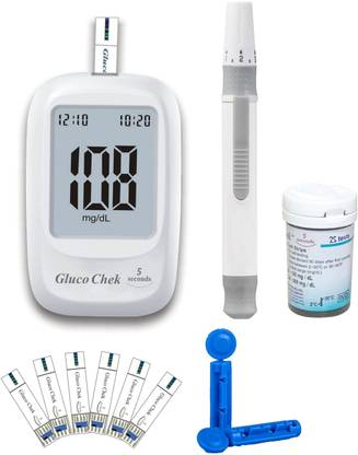 ASPEN Gluco Chek 5 Seconds Blood Glucose Sugar Testing Monitor Machine with 25 Strips Glucometer