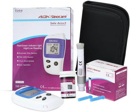 RGB Safe Accu 2 Blood Glucose Monitor with 10 Glucometer Strips Glucometer