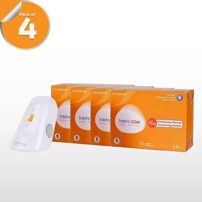 Tracky CGM Sensor For continuous glucose monitoring Pack of 4 Glucometer