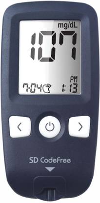 SD Codefree Glucometer with |100 Test Strips|100 UL Round Lancet|1 Lancing Device Glucometer