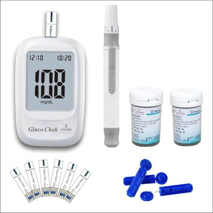 ASPEN Gluco Chek 5 Sec. Glucose Blood Sugar testing Monitor Machine with 75 Test Strip Glucometer