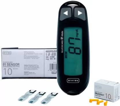 Arkray MAX GLUCOCARD 01-mini Blood Glucose Monitor with 10 Strips 10 Lancet Glucometer