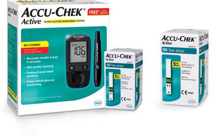 अच्चु-चेक Active Glucose Monitor with 60 Strips Glucomete ग्लूकोमीटर