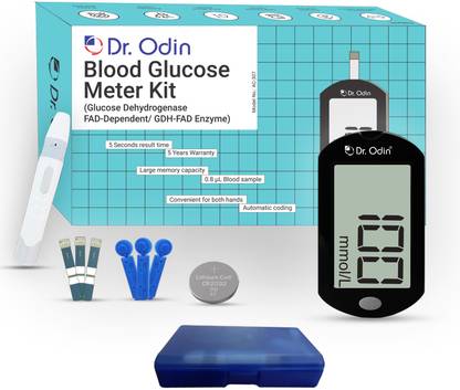 Dr. Odin Digital Glucose Blood Sugar Testing Monitor Machine Kit With 25 Strips And 25 Lancets Glucometer