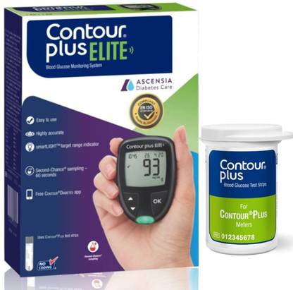 CONTOUR PLUS Elite Glucometer (20 Strips + 5 Lancets + Lancing Device) Durable Glucometer