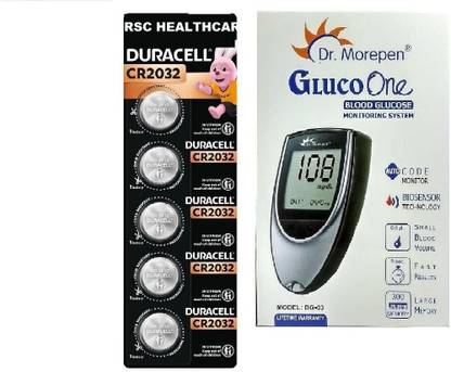 rsc healthcare Dr. Morepen Glucometer with DURACELL CR 2032 COIN CELL ( Pack Of 5) Glucometer