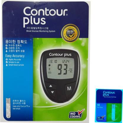 CONTOUR PLUS Glucometer with free 10 strips ( STRIPS MADE IN JAPAN ) EN ISO 15197:2015 COMPLIANT Glucometer
