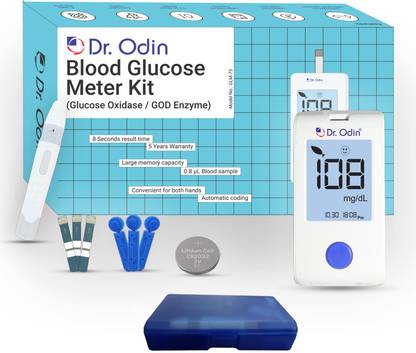 Dr. Odin Digital Glucose Blood Sugar Testing Monitor Machine with 25 Strips And 25 Lencets Glucometer