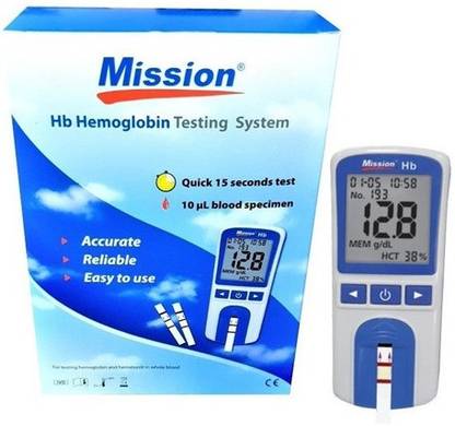 JMD Mission HB Hemoglobin Testing monitor with 10 strips Glucometer