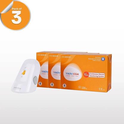 Tracky CGM Sensor For continuous glucose monitoring Pack of 3 Glucometer