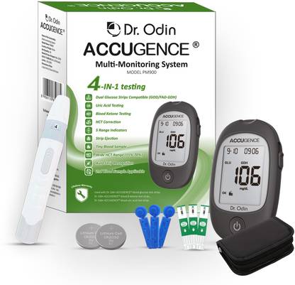Dr. Odin PM900 Accugence Multi monitoring 4 in 1 Glucose Meter Kit, Glucometer