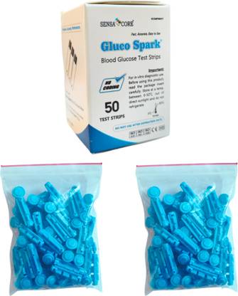 gluco spark 50 Strips & 100 sterile Lancets |Compatible only with Glucospark Sugar Machine Glucometer