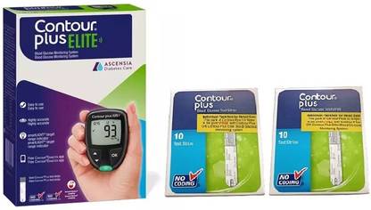 CONTOUR PLUS Elite glucometer + 20 strips free with Glucometer