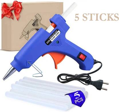 Telxmo Electric 20W Blue Mini Hot Glue Gun With 05 Pcs Hot Melt Glue Stick . Standard Temperature Corded Glue Gun