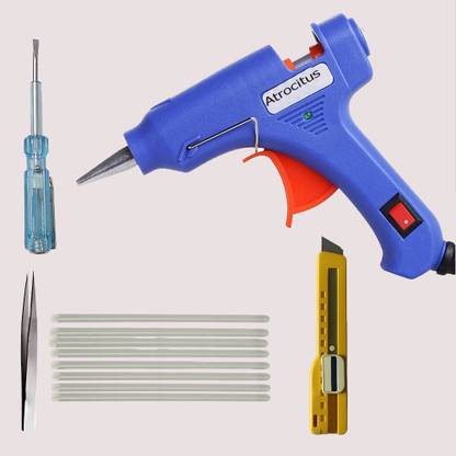 Atrocitus ATC075BLGT 20WGlueGun With 8Pcs Glue Stick,Tester,Tweezer& UtilityKnife For Art Standard Temperature Corded Glue Gun