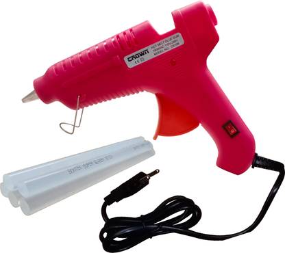 CROWN Red Hot Melt Glue Gun 100W for Crafting & DIY Purpose with 5 Glue Sticks Standard Temperature Corded Glue Gun