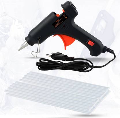 Hillgrove Electric Mini 20 Watt Black Small Hot Gum Glue Gun With 20 Pcs Hot Melt Glue Stick for Craft, Art, Decoration Work Standard Temperature Corded Glue Gun