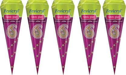 Hunny - Bunch Fevicryl Fabric Glue, Non-Toxic Ideal for Art & Crafts (Pack of 5Cone - 30gEach) Glue