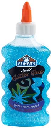 Elmers Washable Glitter Glue, 6 oz. Bottle, Blue Glue