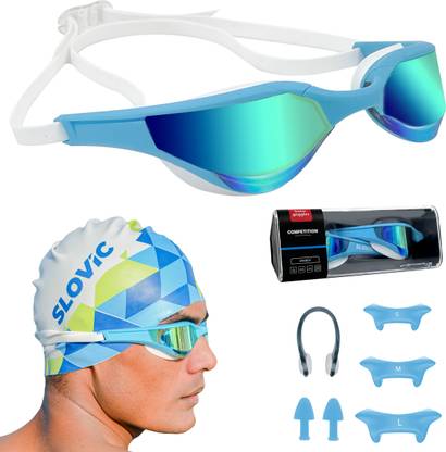 SLOVIC Swimming Goggles White and Blue Swimming Goggles