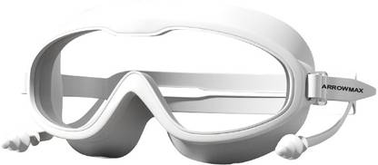 ArrowMax Swimming Goggles Wide Lense Anti Fog For Men Boys Girls Earplugs Attached Swimming Goggles