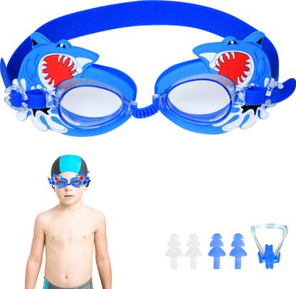 ZITRONIX Kids Swimming Goggles Shark Anti Fog Waterproof Adjustable Strap for Ages 6 12 Swimming Goggles