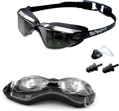BIONFIT Mirrored Wide-Vision Anti-Fog Swimming Goggles with UV Protection, Men & Women Swimming Goggles