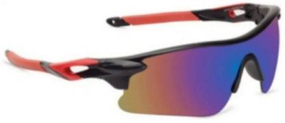 TENFORD Polarized Cricket Sports Sunglasses (Black - Red) TR90 Unbreakable UV Protection Cricket Goggles
