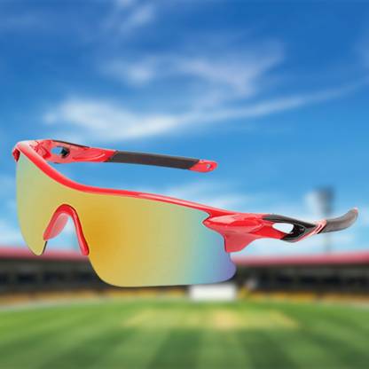 Cereto Red & Black Sports Googles Mirrored UV Protection For Boys Cricket Sunglass Cricket Goggles
