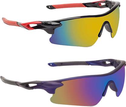 Cubana Club Black Red & Purple Black sports Googles Mirrored For Cricket, Running & cycling Cricket Goggles