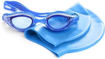 KRESHU Swimming Cap and Goggles for Men Women Anti Fog UV Protected High Elasticated Swimming Cap