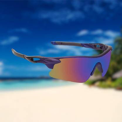 Cereto Purple & Black Sports Googles Mirrored UV Protection For Boys Cricket Sunglasses Cricket Goggles