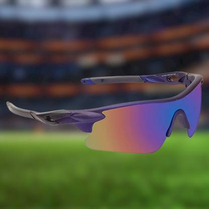 Cereto Purple & Black Sports Googles Mirrored UV Protection For Boys Cricket Sunglasses Cricket Goggles
