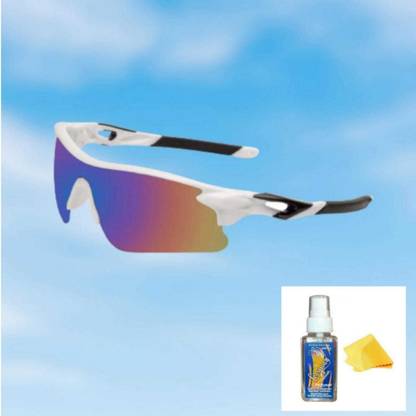 TENFORD Polarized Sports Sunglasses (White - Black) TR90 Unbreakable UV Protection Cricket Goggles