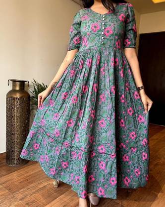 SATVEER FASHION Women Gown Grey Ankle Length Dress