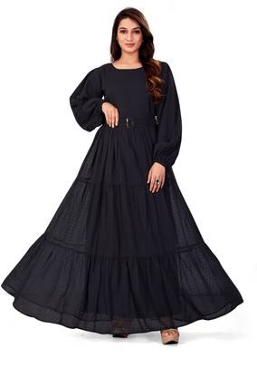 SARINKU Georgette Self Design Abaya
