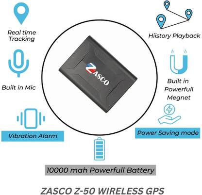 ZASCO Z50 Wireless Tracker|10000mAh Battery| App Connectivity| Live Location Alerts GPS Device