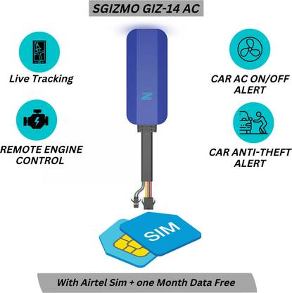 sGizmo Giz-14 AC Gps Tracker for Car/Taxi With Imoblizer/Ac On/off alert (With M2M SIM) GPS Device