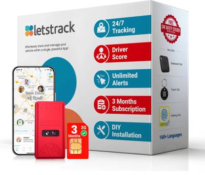 Letstrak Premium Wired GPS Tracker For Car, Bike & EV Scooty With Mobile App GPS Device