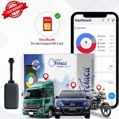 fetaca EC08 Wired GPS Tracker for Car/Bike | Live Tracking | 1 Month SIM Data & Soft GPS Device