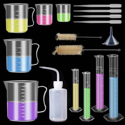 Salco Cylinders 10ml 25ml 50ml 100ml, Beakers Set 50ml 100ml 250ml 500ml 1000ml Borosilicate Glass Graduated Cylinder