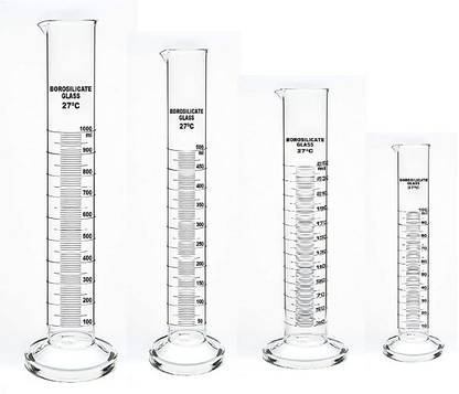 GVSSCO Glass Graduated Measuring Cylinder for Laboratory (1000ml, 500ml, 250ml, 100ml) Borosilicate Glass Graduated Cylinder