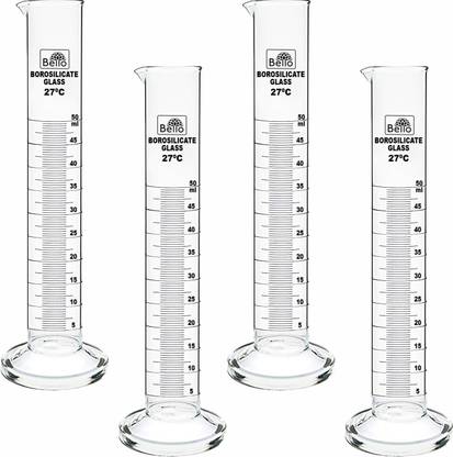 Bello Borosilicate Glass 3.3 measuring Cylinder 50ml Set of 4 Borosilicate Glass Graduated Cylinder
