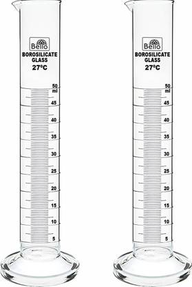 Bello Borosilicate Glass 3.3 measuring Cylinder 50ml Set of 2 Borosilicate Glass Graduated Cylinder