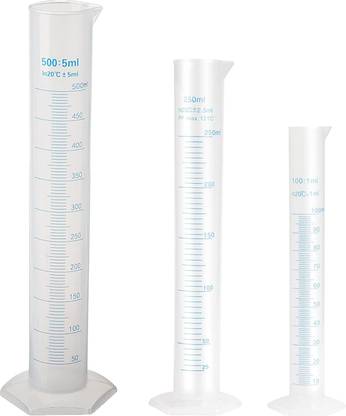 OCTA Plastic Measuring Cylinder Set-100ml,250ml,500ml PP (Polypropylene) Graduated Cylinder