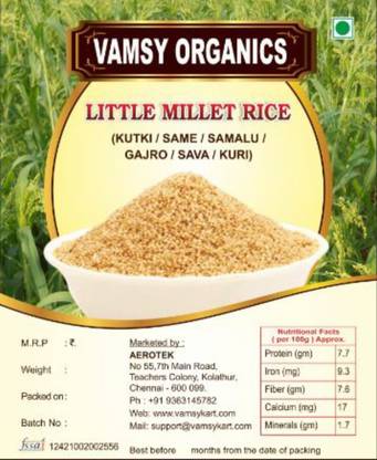 VAMSY ORGANICS Kutki,Shavan,Saamai,Sama,Samalu,Saame,chama,sava,Vari,swank Little Millet