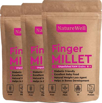 Naturewell Unpolished Ragi/Finger millet 1 Kg X 3 (Mandua/Taidalu/Kodra/Ragula/Nachni) Finger Millet